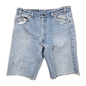 Levi's Orange Tab Jeans 36x32 Blue Denim 505 1983 USA THRASHED Cut OFF Shorts